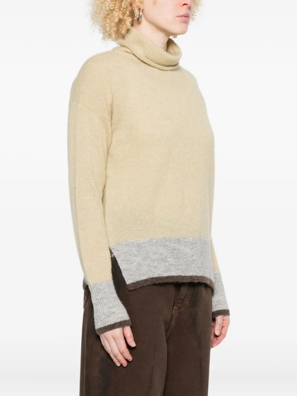 Why Ci Roll-neck Panelled Sweater In Neutral