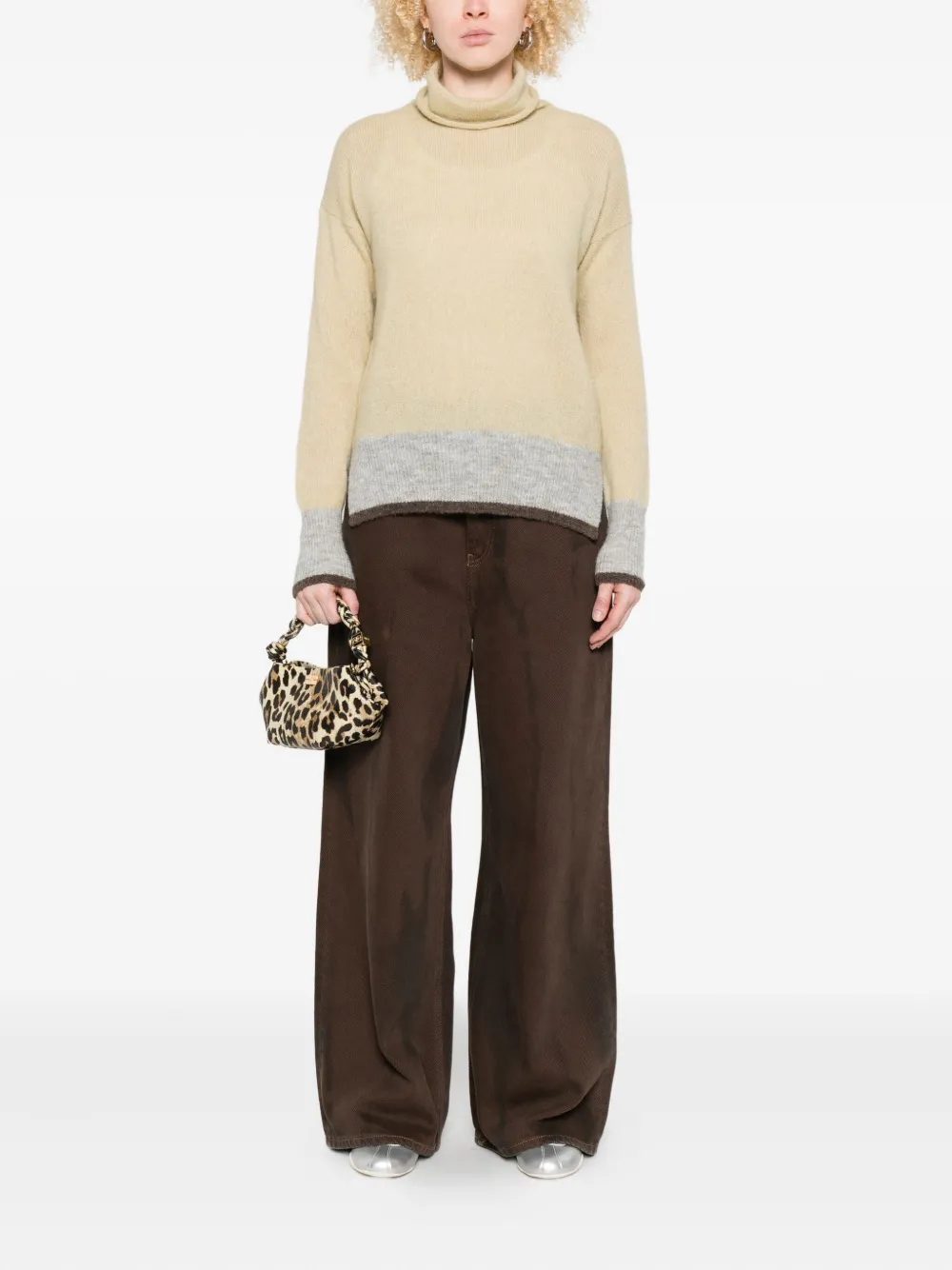 Why Ci Roll-neck Panelled Sweater In Neutral