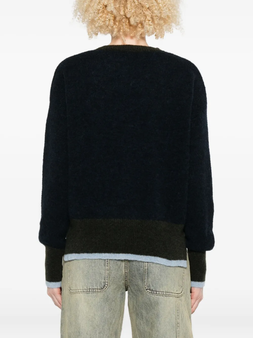Why Ci Crew-neck Panelled Sweater In Blue