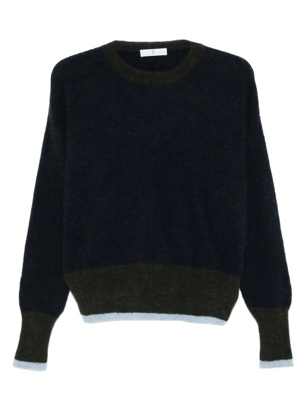 Why Ci Crew-neck Panelled Sweater In Blue