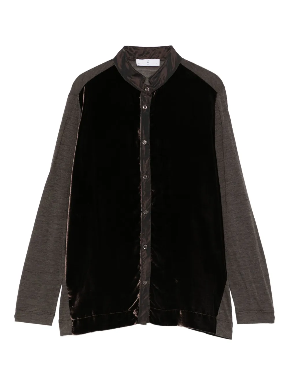 Why Ci Velvet Panelled Shirt In Black