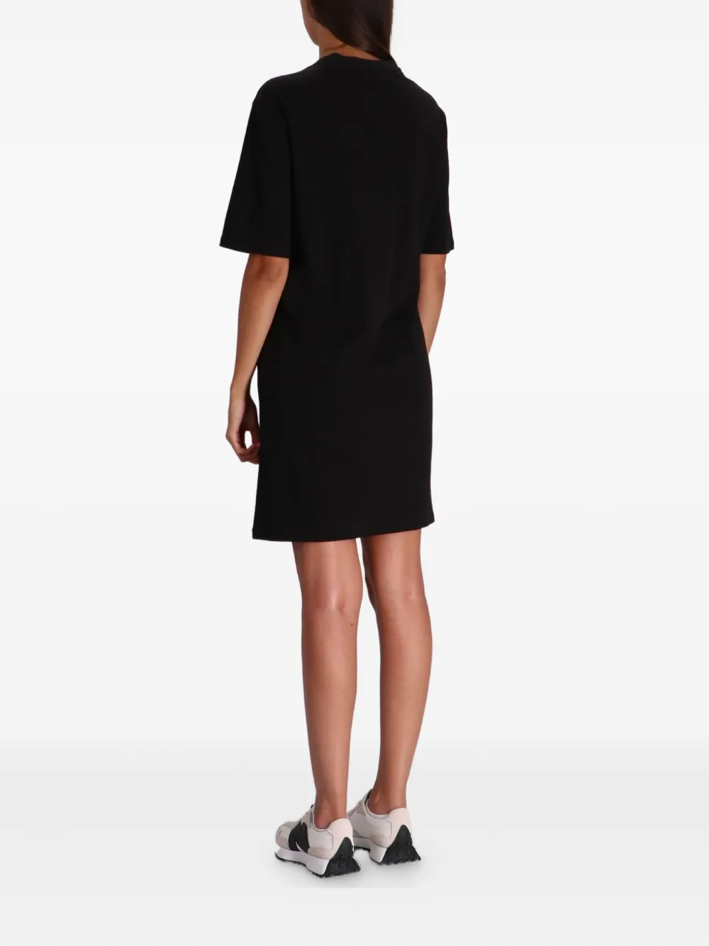 Armani Exchange Logo-embellished T-shirt Dress In Black