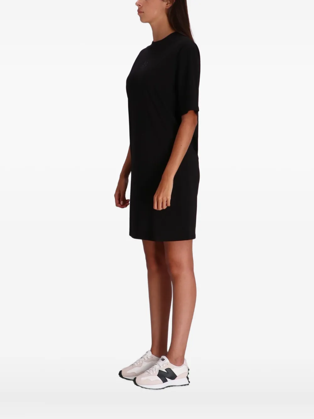 Armani Exchange Logo-embellished T-shirt Dress In Black