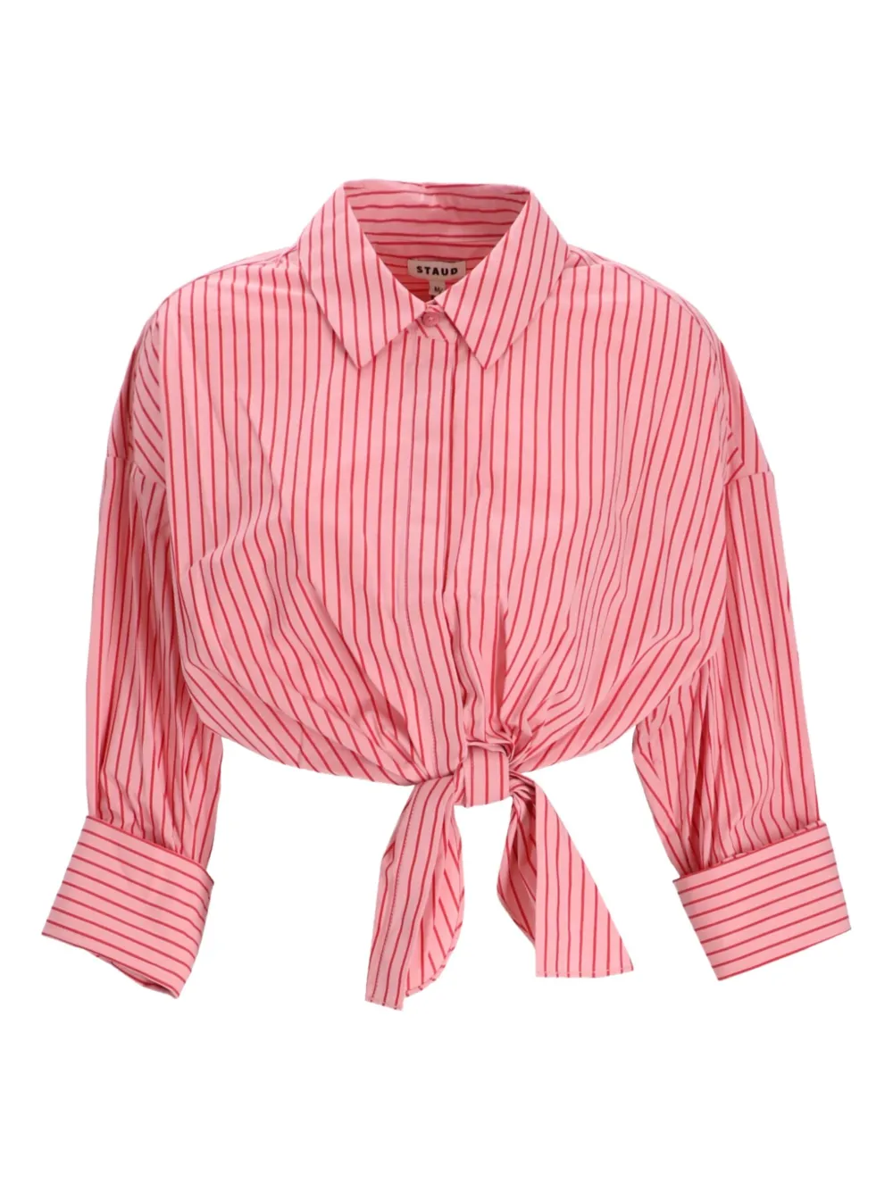 Staud Lisa Striped Tie-front Shirt In Pink
