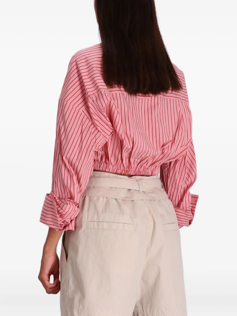 Staud Lisa Striped Tie-front Shirt In Pink