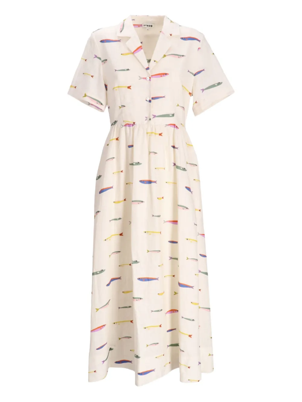 Staud Meryl Linen Maxi Shirt Dress In Neutral