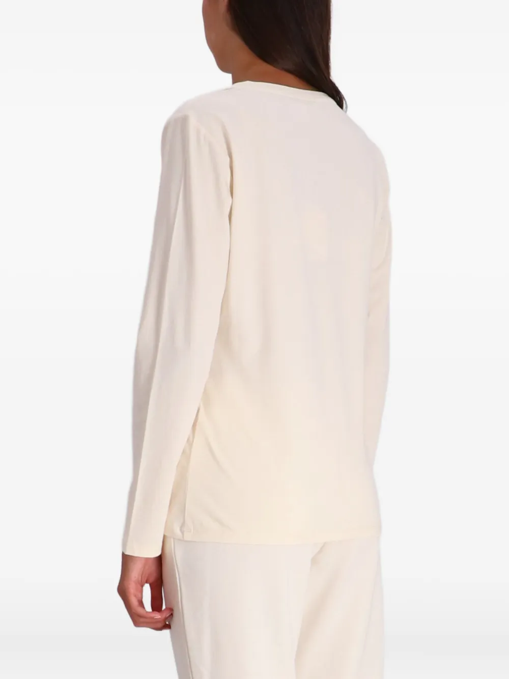 Liu •jo Embellished V-neck Long-sleeved T-shirt In Neutral