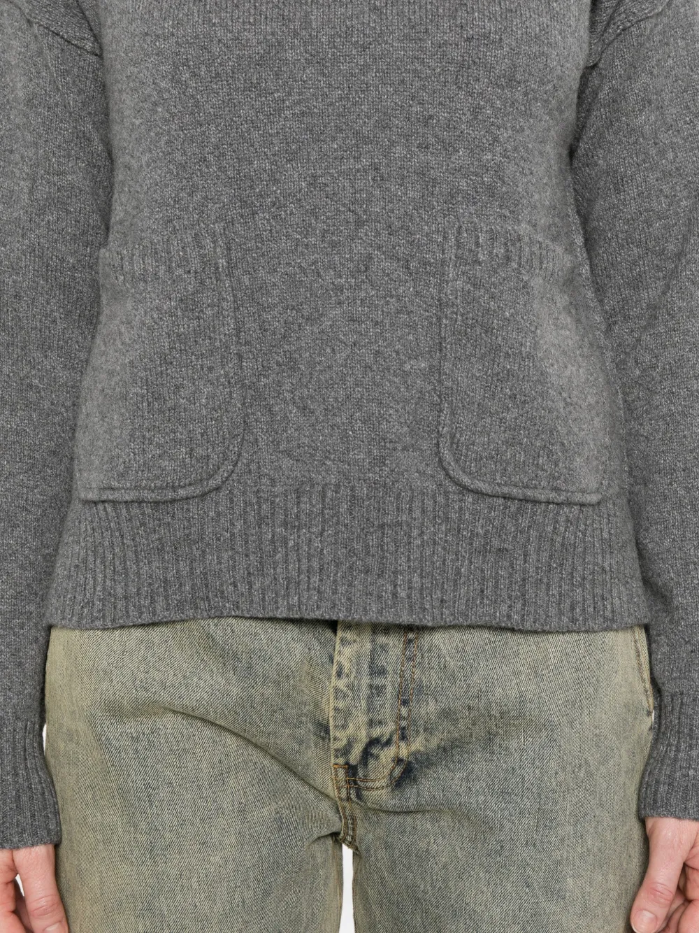 Why Ci Round-neck Pocket Sweater In Gray