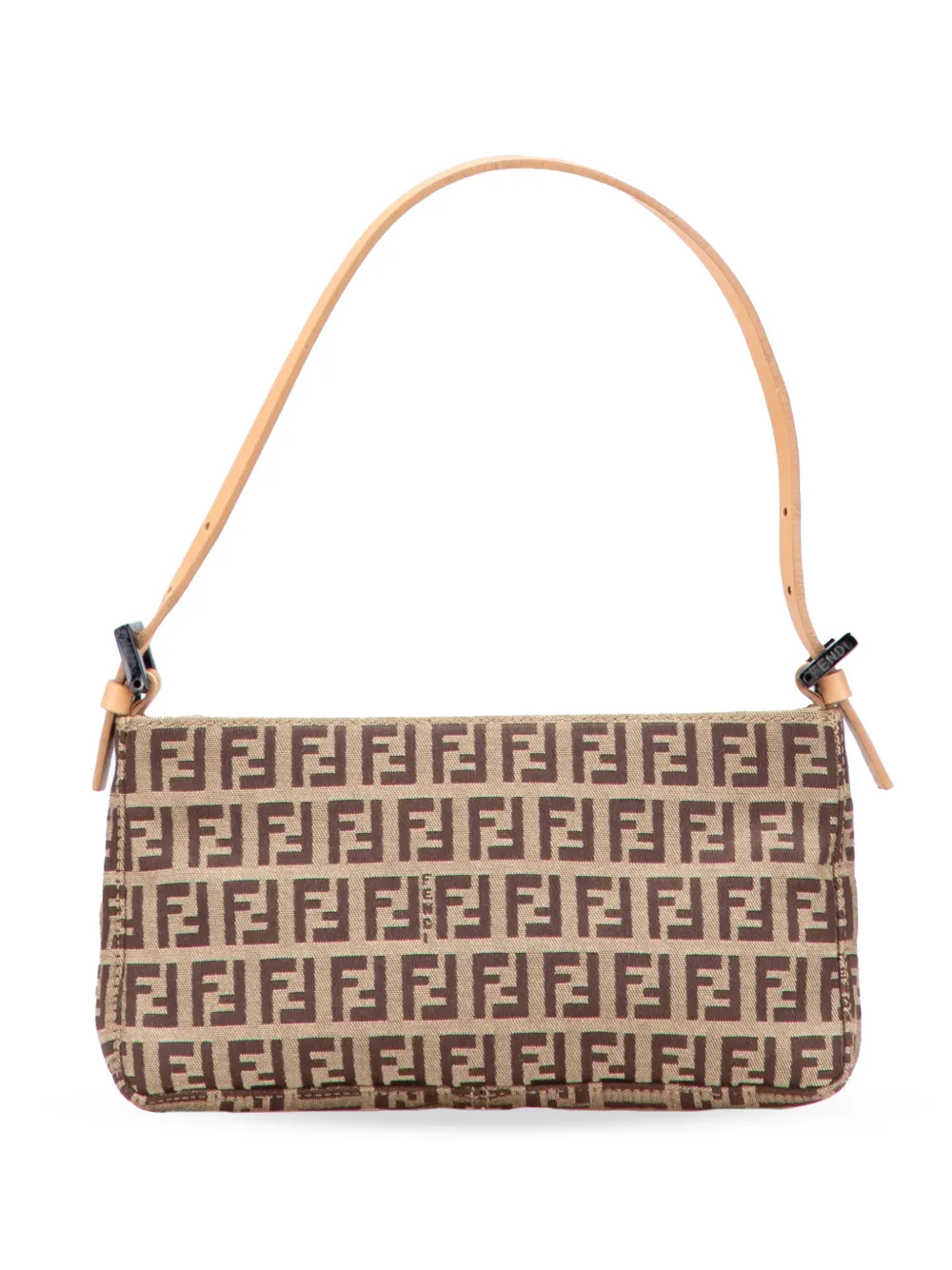Pre-owned Fendi 2000-2010 Zucchino Canvas Pochette Shoulder Bag In Brown