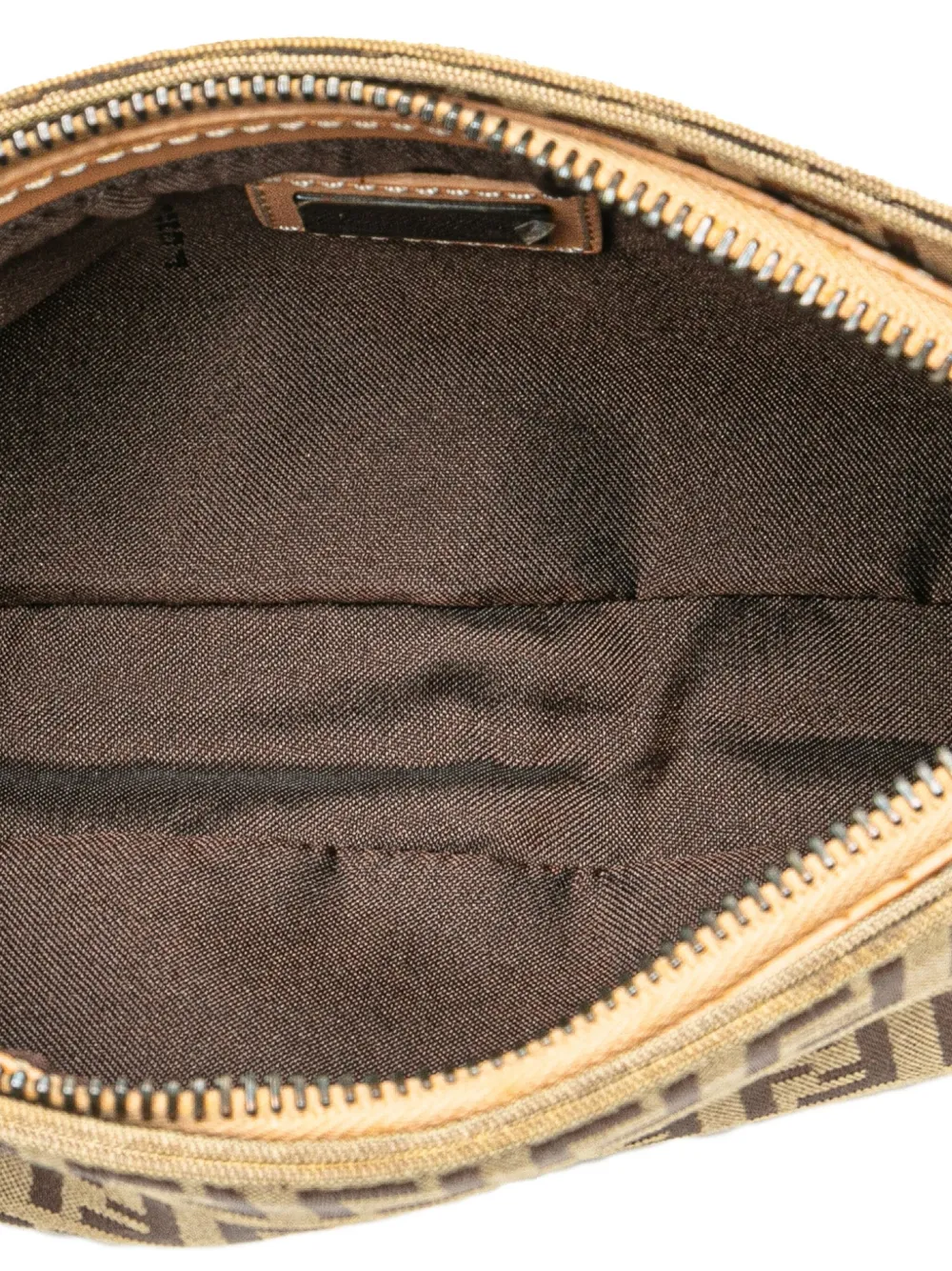 Pre-owned Fendi 2000-2010 Zucchino Canvas Pochette Shoulder Bag In Brown