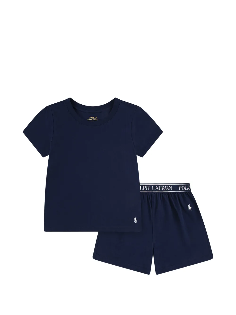 POLO RALPH LAUREN KIDS logo-embroidery shorts set - Blu