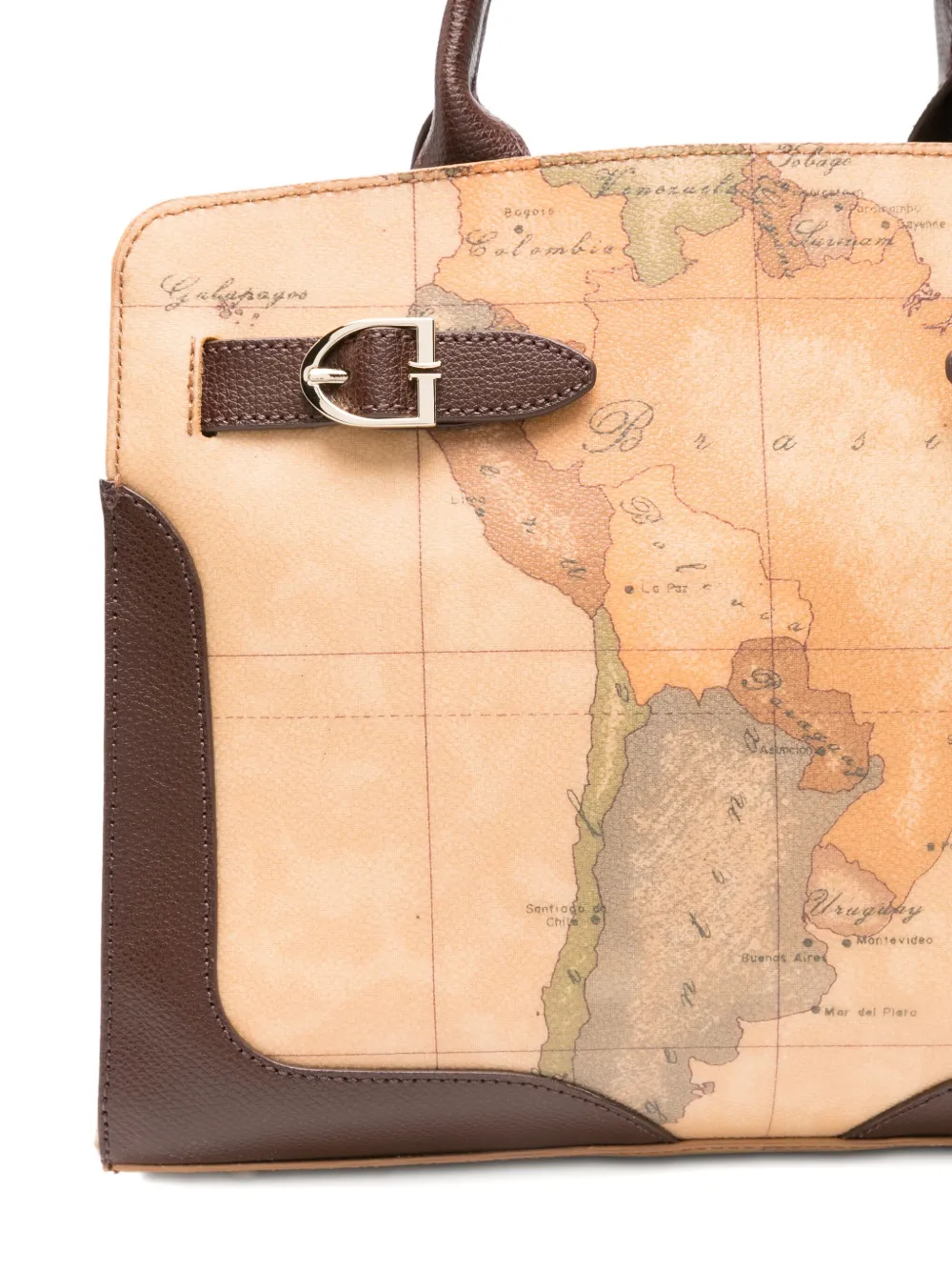 Alviero Martini 1° Classe Valley Geo Map-print Tote Bag In Brown