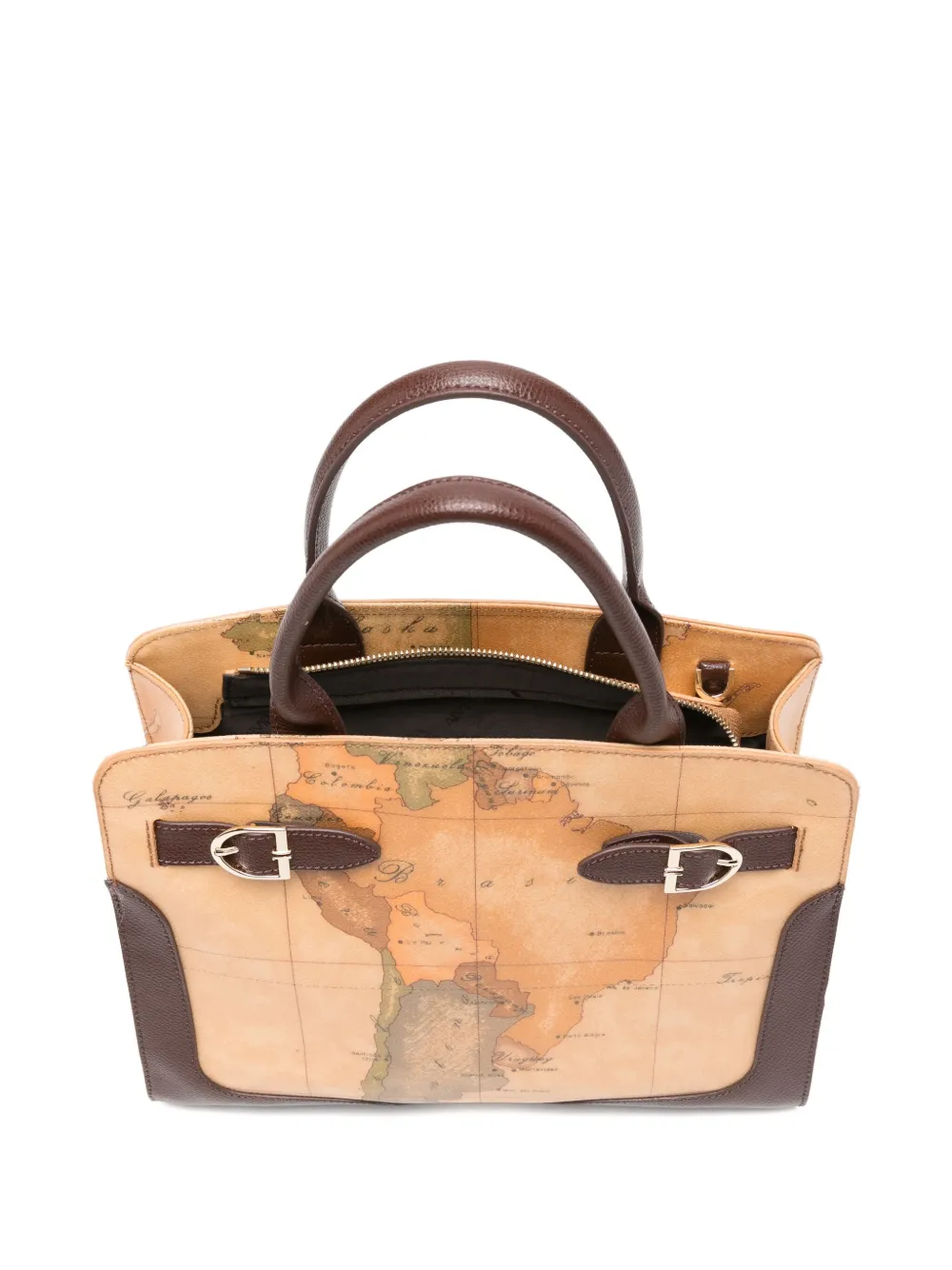 Alviero Martini 1° Classe Valley Geo Map-print Tote Bag In Brown