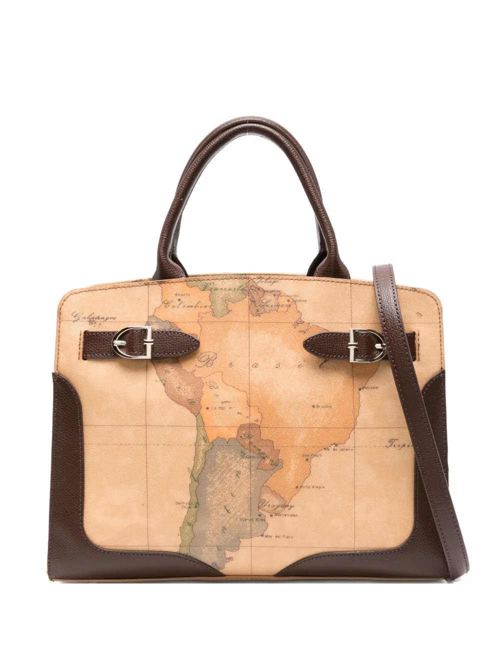 ALVIERO MARTINI 1° CLASSE Valley Geo map-print tote bag | Brown | Image 1