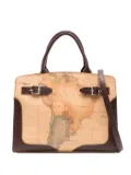 ALVIERO MARTINI 1° CLASSE Valley Geo map-print tote bag - Brown