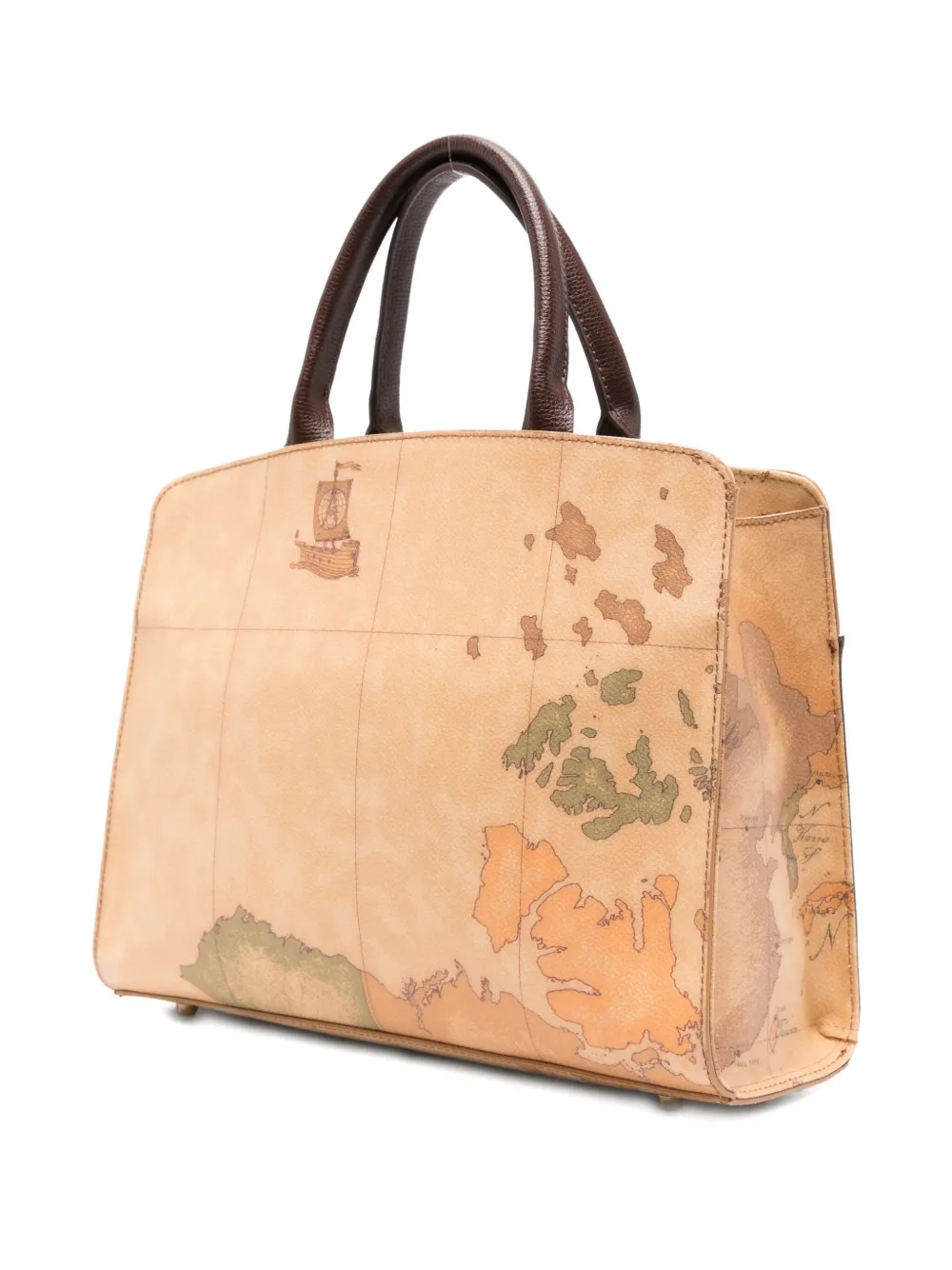 Alviero Martini 1° Classe Valley Geo Map-print Tote Bag In Brown