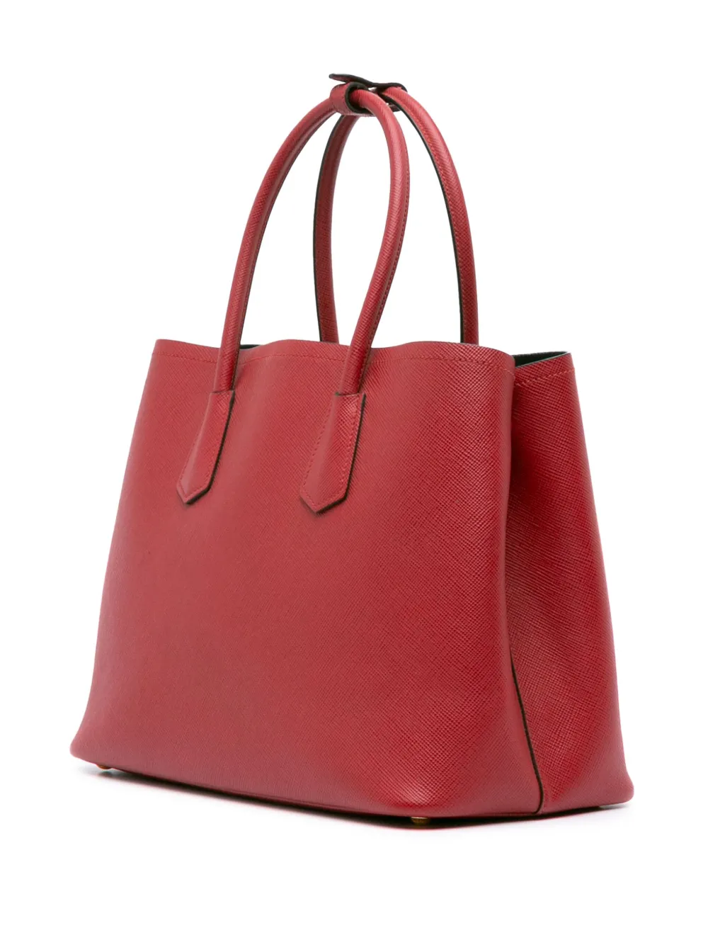 Pre-owned Prada 2013-2025 Medium Saffiano Cuir Double Satchel In Red
