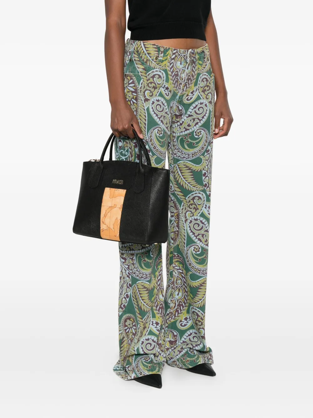 ALVIERO MARTINI 1° CLASSE map-detail leather tote bag | Image 2