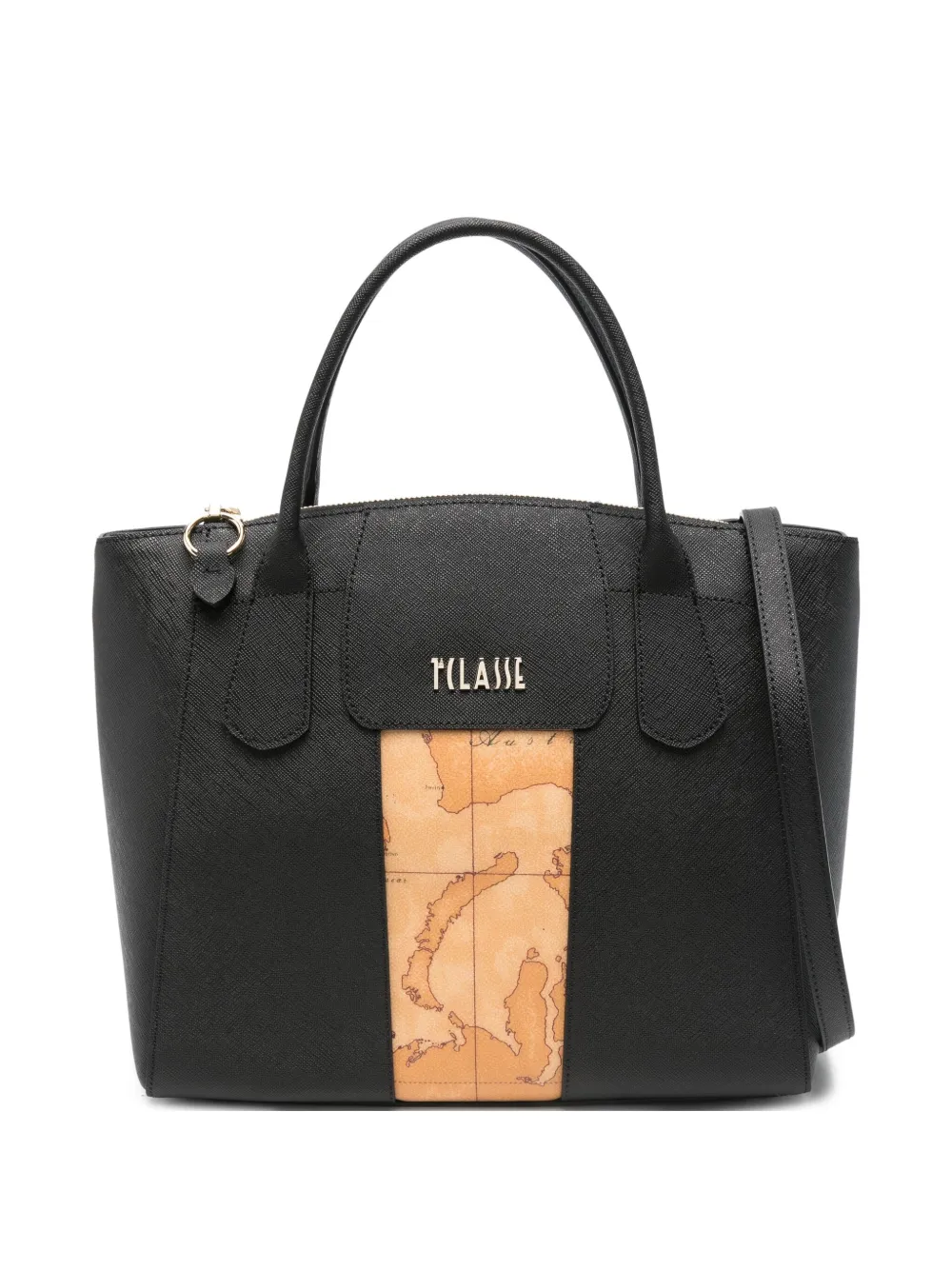 ALVIERO MARTINI 1° CLASSE map-detail leather tote bag | Black | Image 1