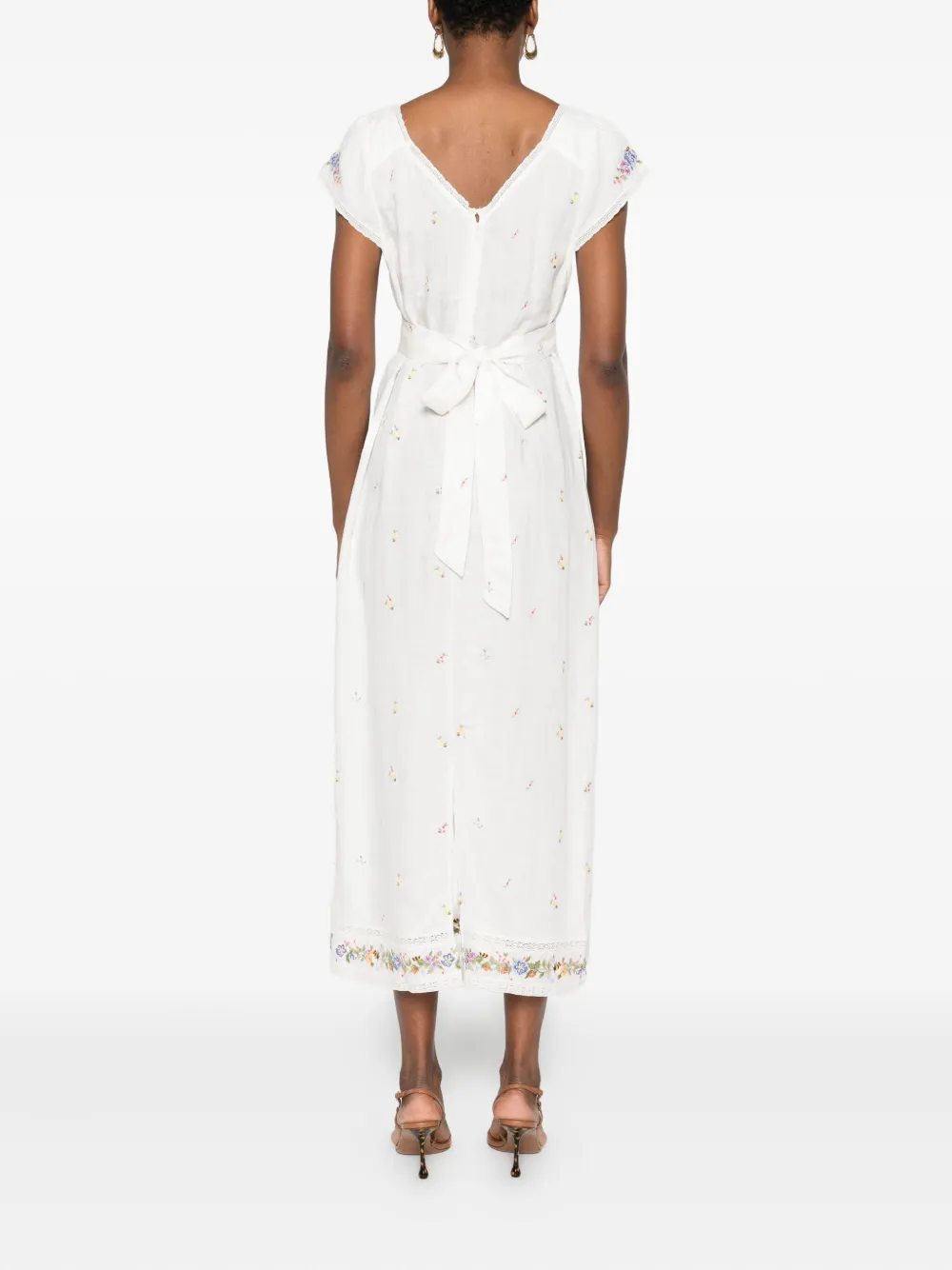 Rixo London Carey Midikleid Mit Blumenstickerei In White