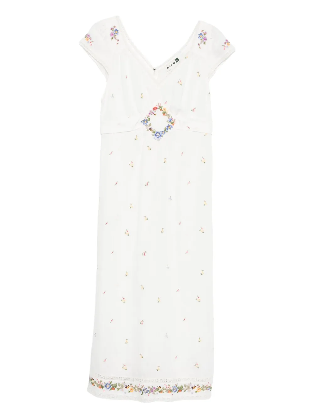Rixo Carey embroidered-floral midi dress | Neutrals | Image 1