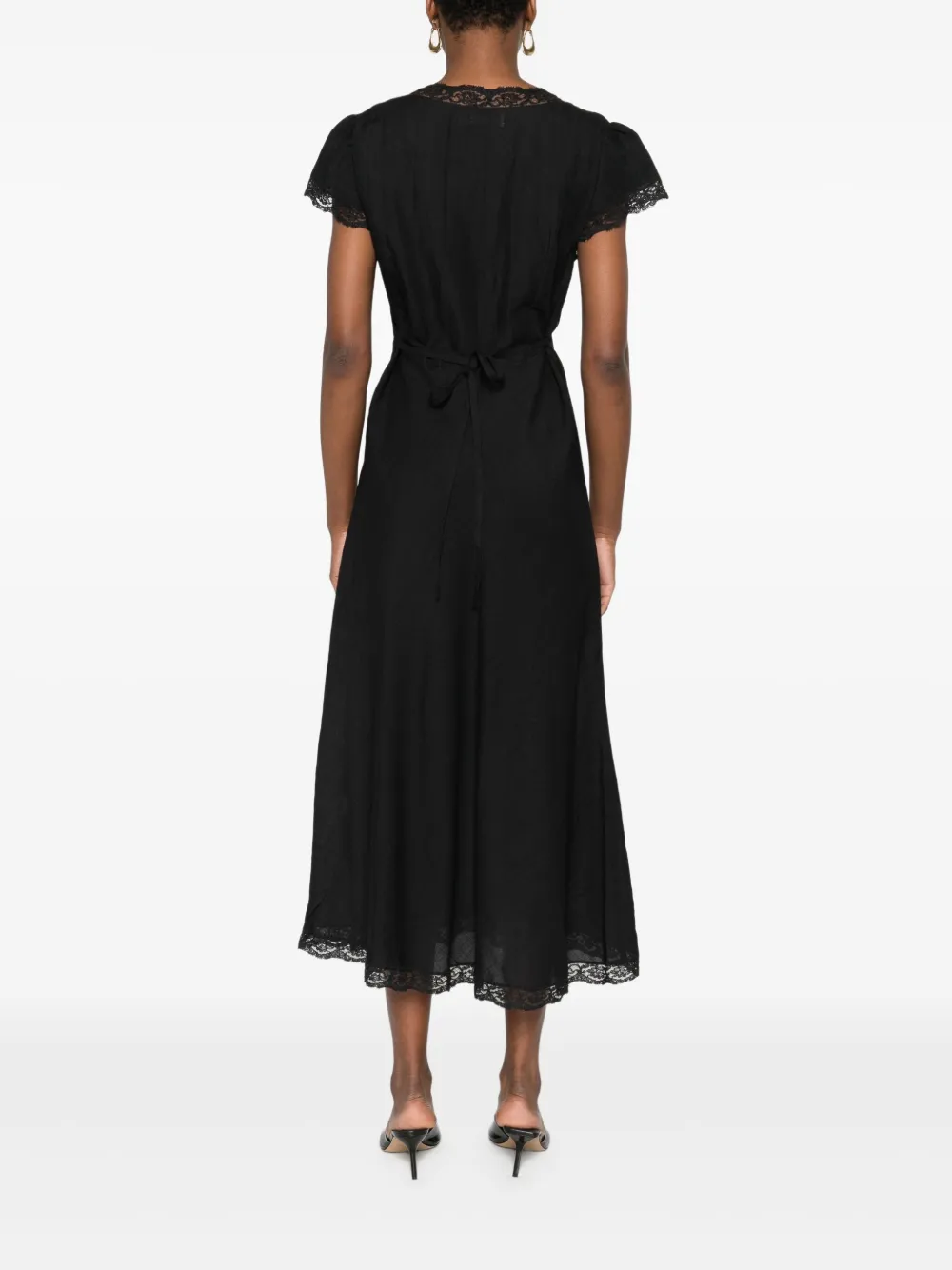 Rixo London Midikleid Mit Spitzenbesatz In Black