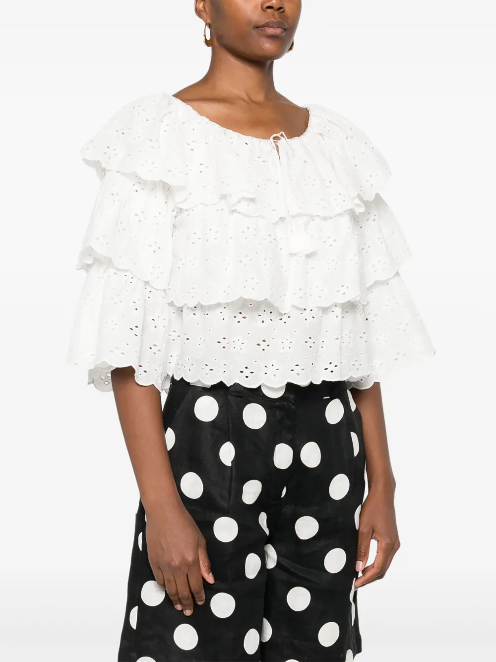 Rixo London Maribelle Lace-detail Blouse In White