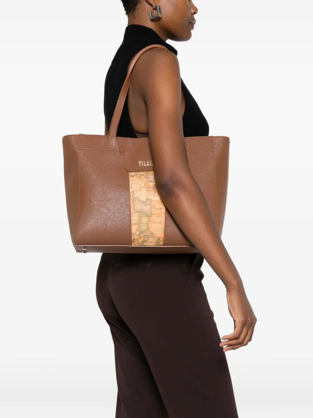 ALVIERO MARTINI 1° CLASSE Grote shopper met kaartdetail - Bruin