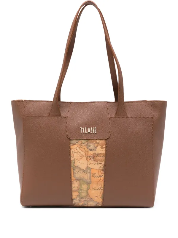 ALVIERO MARTINI 1° CLASSE Large map-detail Tote Bag Brown FARFETCH PH