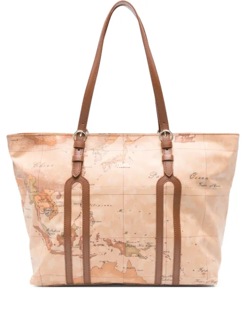 ALVIERO MARTINI 1° CLASSE map-print leather tote bag