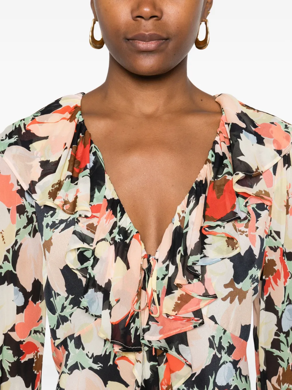 Rixo London Gracye Midikleid Mit Blumendetail In Multi