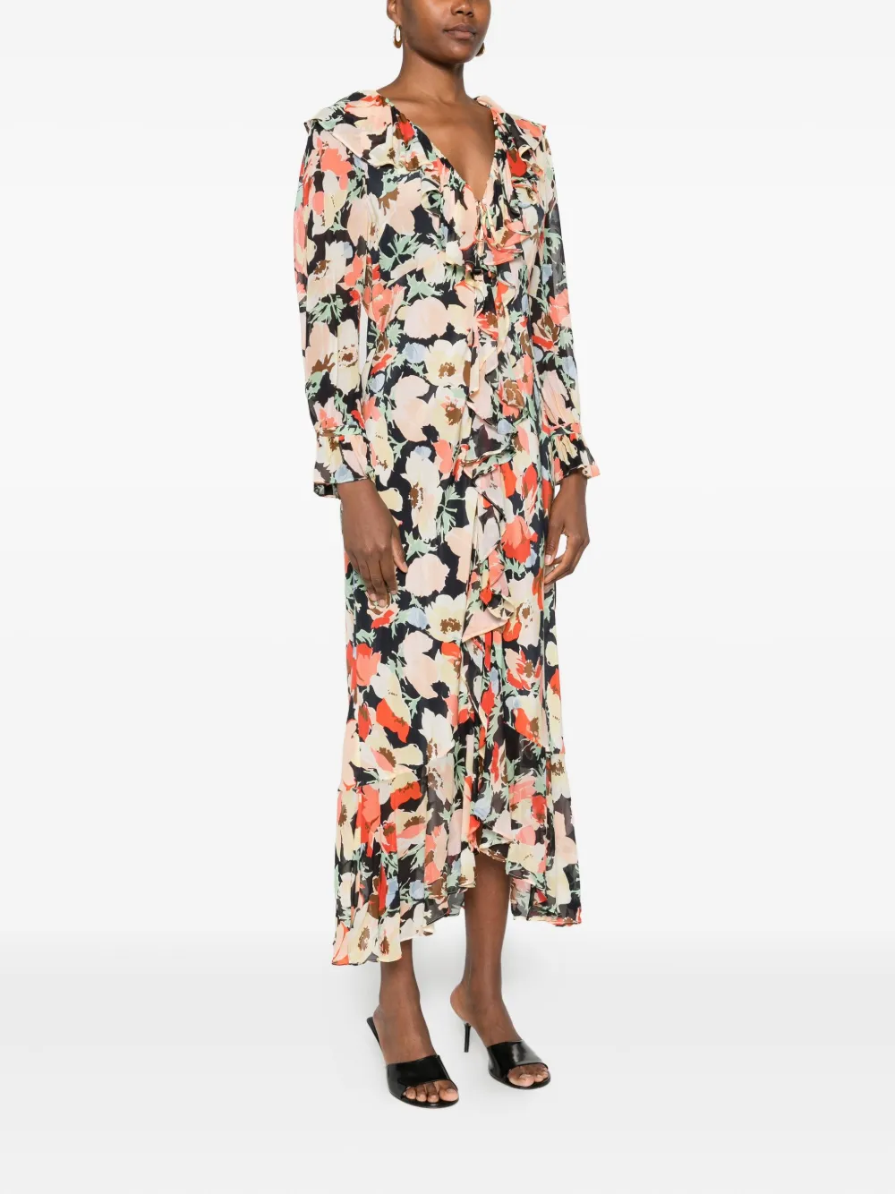 Rixo London Gracye Midikleid Mit Blumendetail In Multi