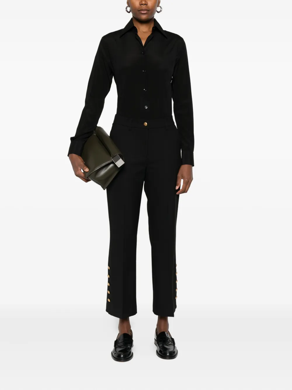 Cambio Flared broek met knoopdetail - Zwart