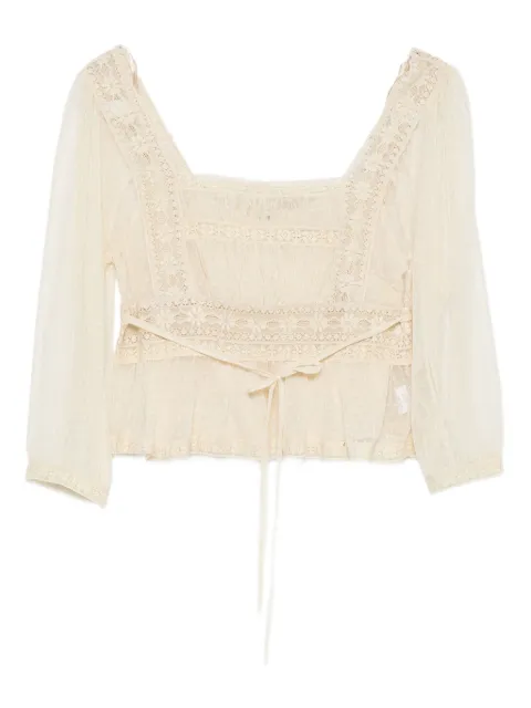 Rixo lace-trim square-neck top