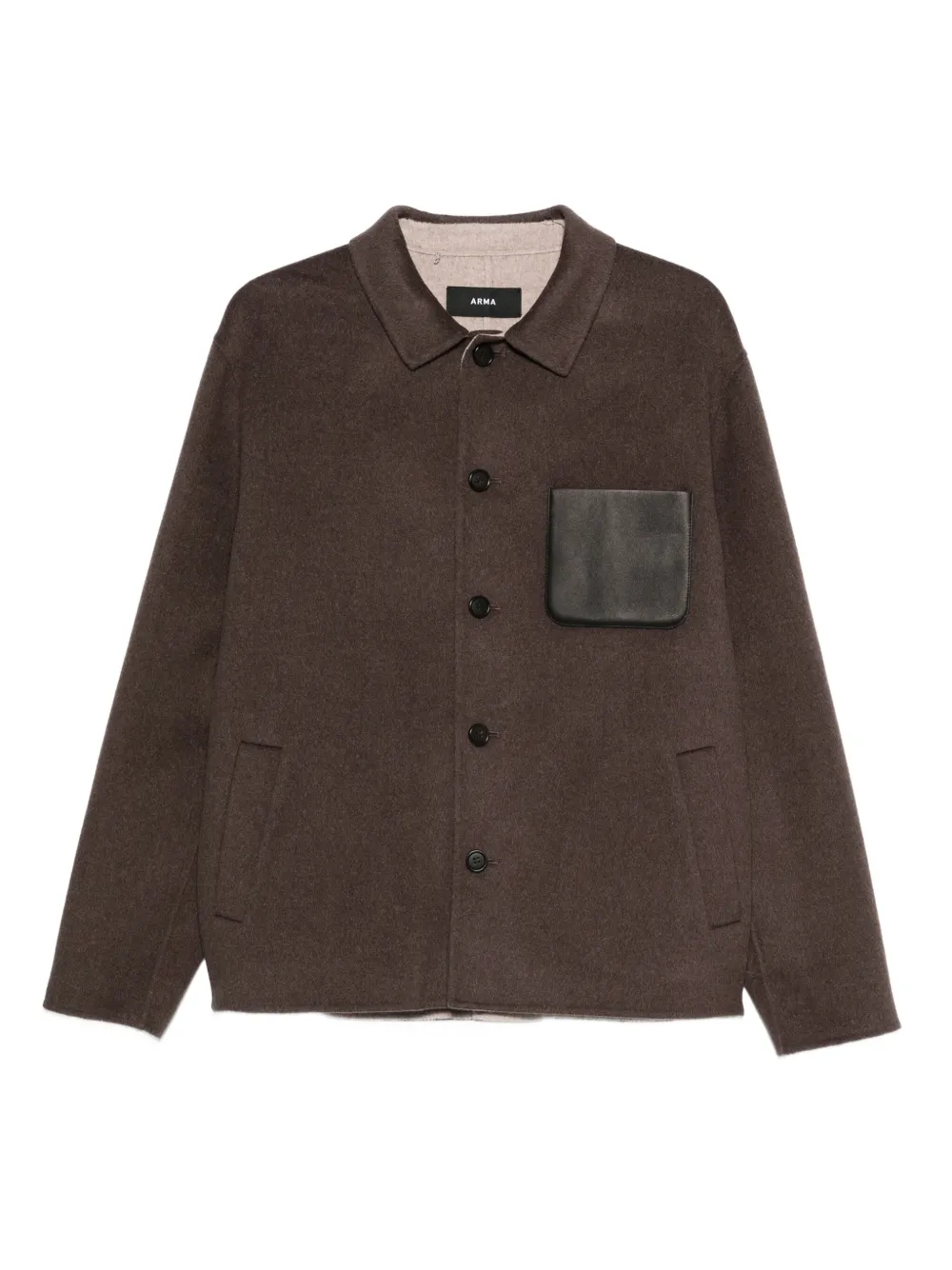 Arma leather-pocket button-fastening shirt jacket | Brown | Image 1