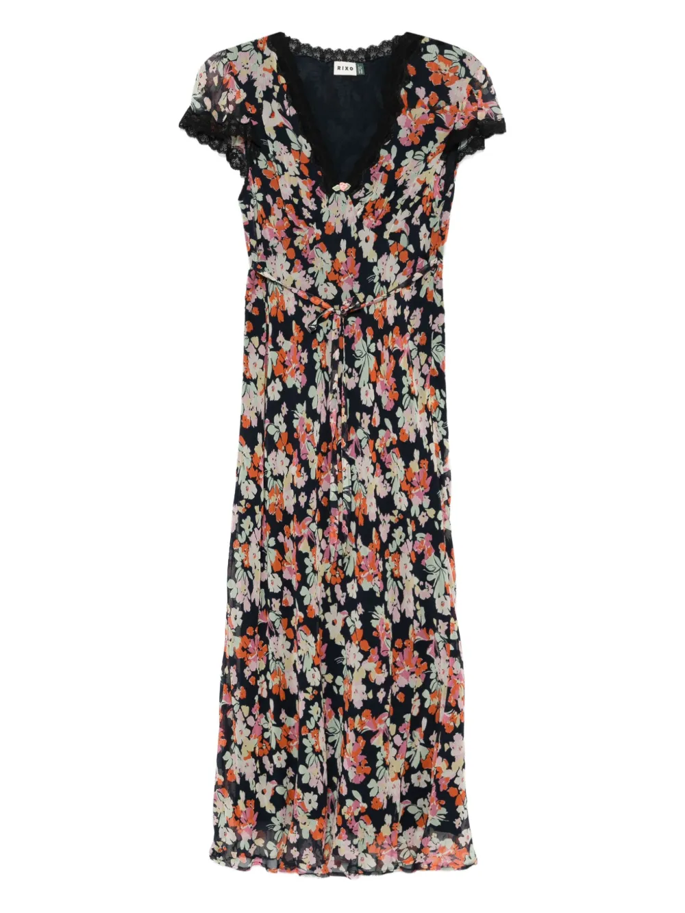 Rixo Clarice Georgette lace-trimmed midi dress | Blue | Image 1