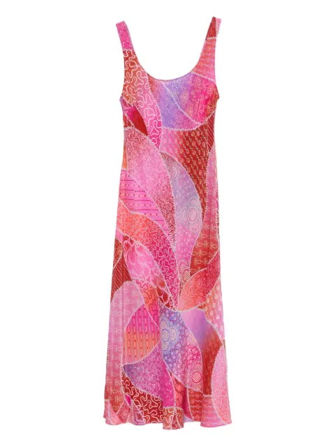 Rixo patchwork halter neck midi dress
