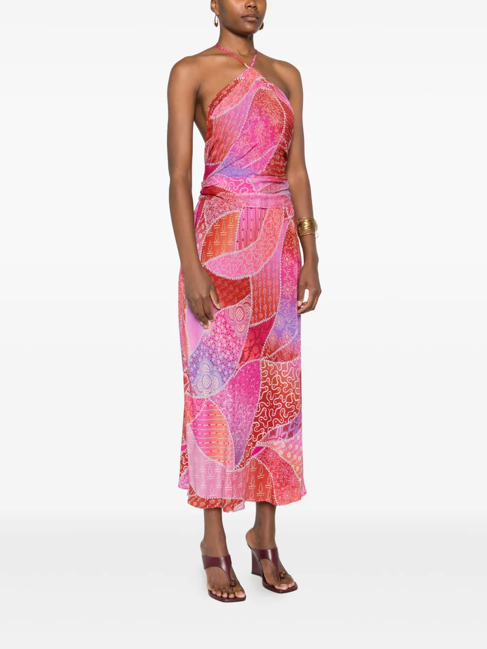 Rixo London Midikleid Im Patchwork-look In Pink