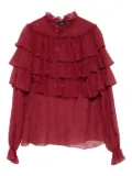 ETRO ruffled glitter-dot blouse - Red