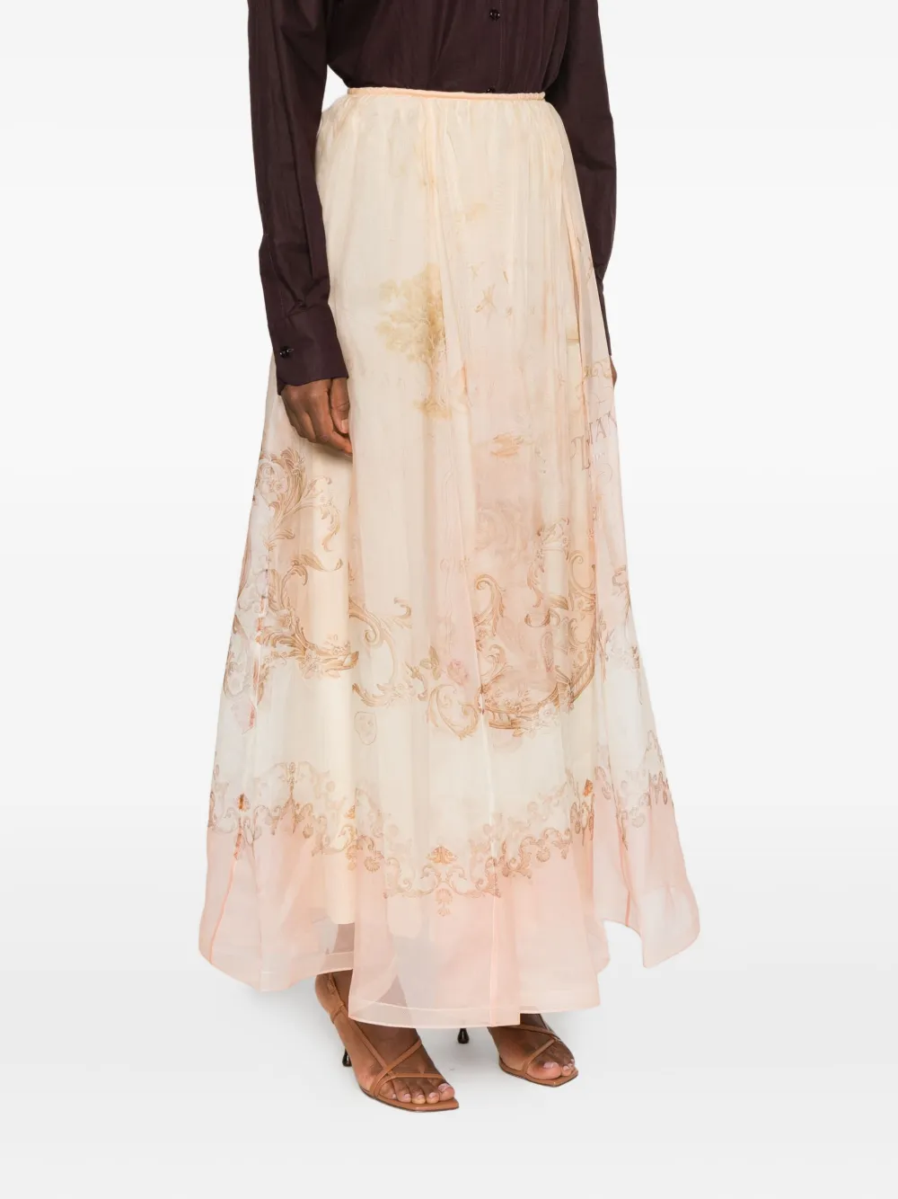 ZIMMERMANN Zijden plooirok Beige