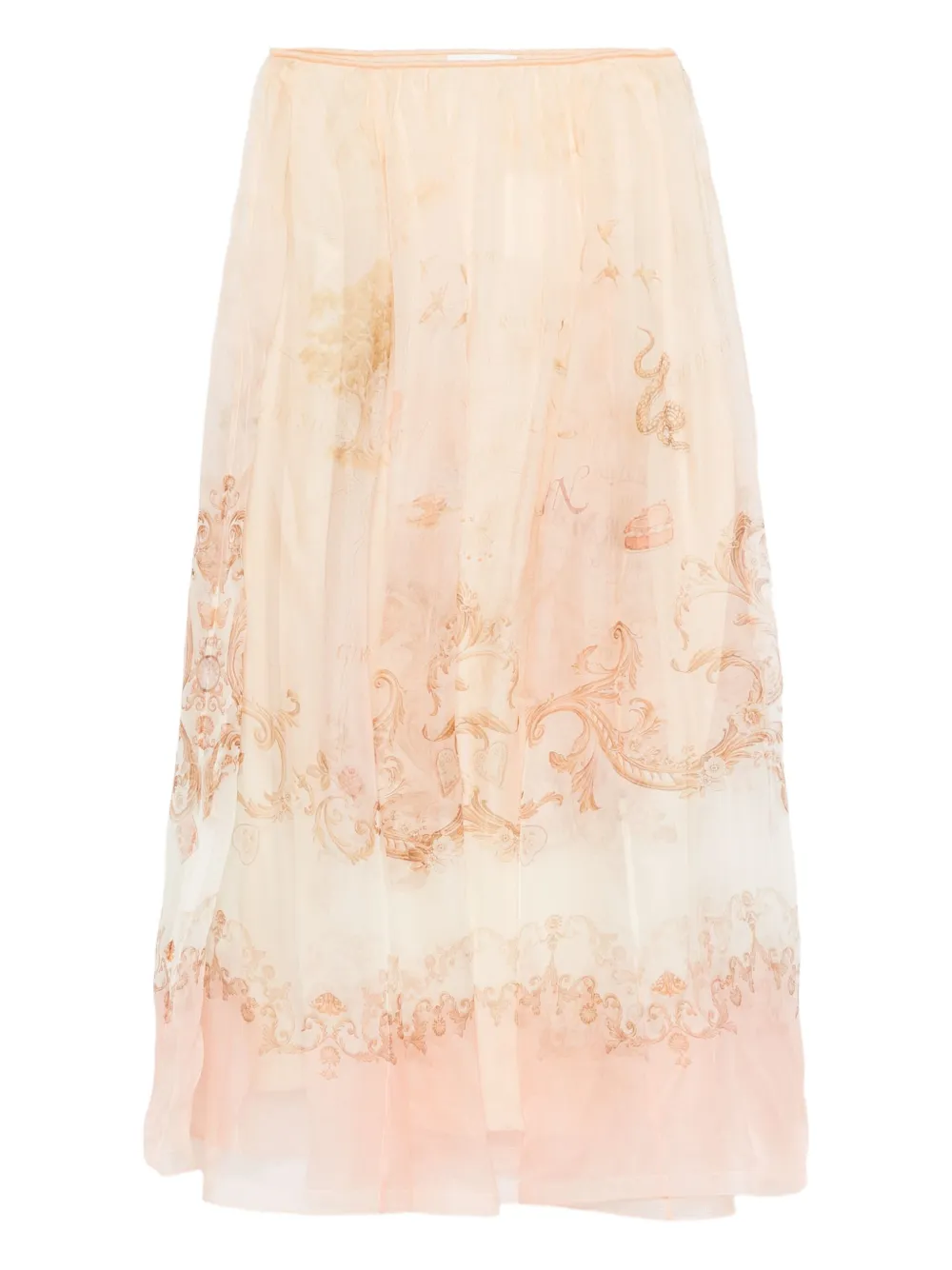 Zimmermann Silk Pleated Skirt In Neutral