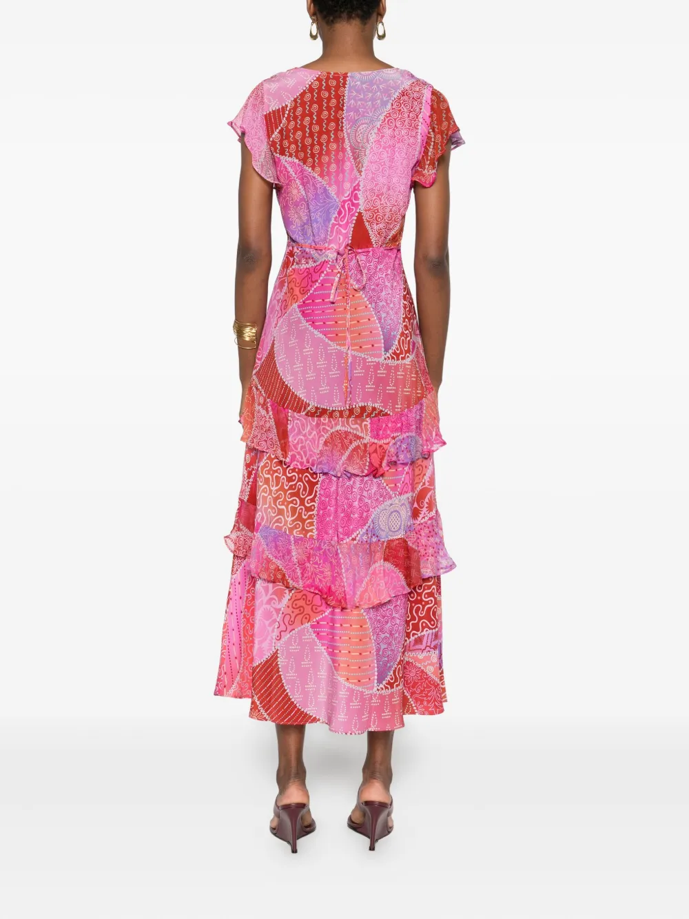 Rixo London Rixo Meena Patterned Silk-chiffon Midi Dress In Pink