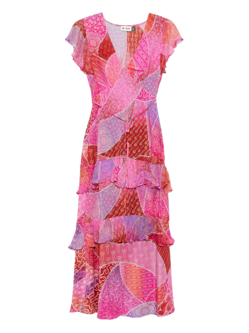 Rixo London Rixo Meena Patterned Silk-chiffon Midi Dress In Pink