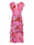 Rixo patchwork ruffled midi dress - Pink