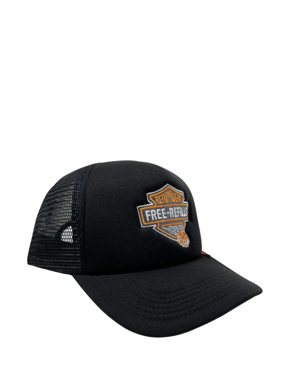 Free Refills Harley Embroidered-logo Trucker Cap In Black