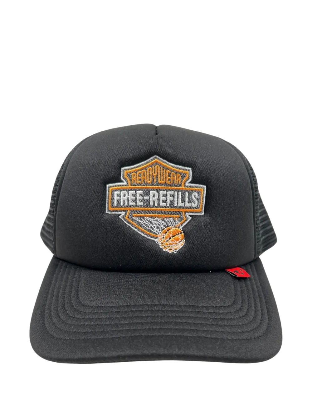 Free Refills Harley Embroidered-logo Trucker Cap In Black