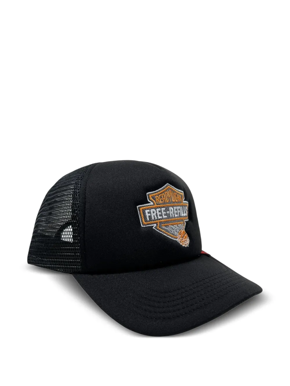  Free Refills Harley Embroidered-logo Trucker Cap - Black 
