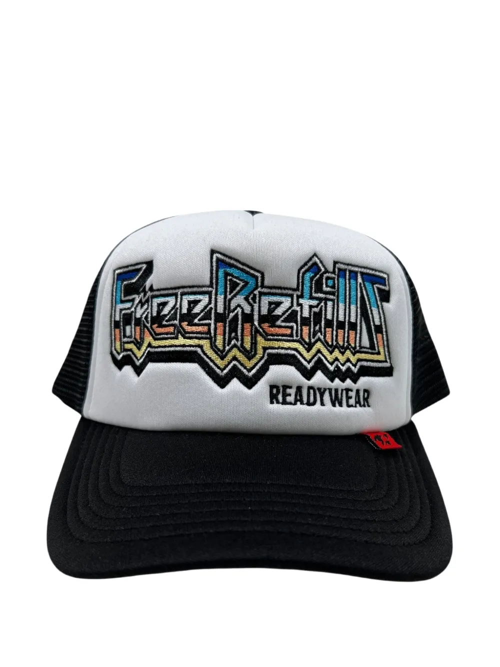 Free Refills Embroidered Mesh-detail Trucker Hat In White