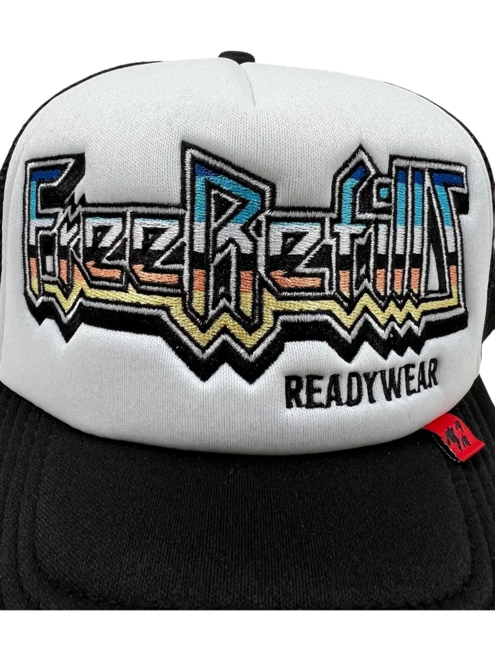 Free Refills Embroidered Mesh-detail Trucker Hat In White