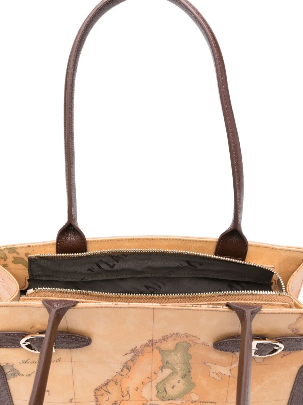 Alviero Martini 1° Classe Valley Geo Map-print Tote Bag In Brown